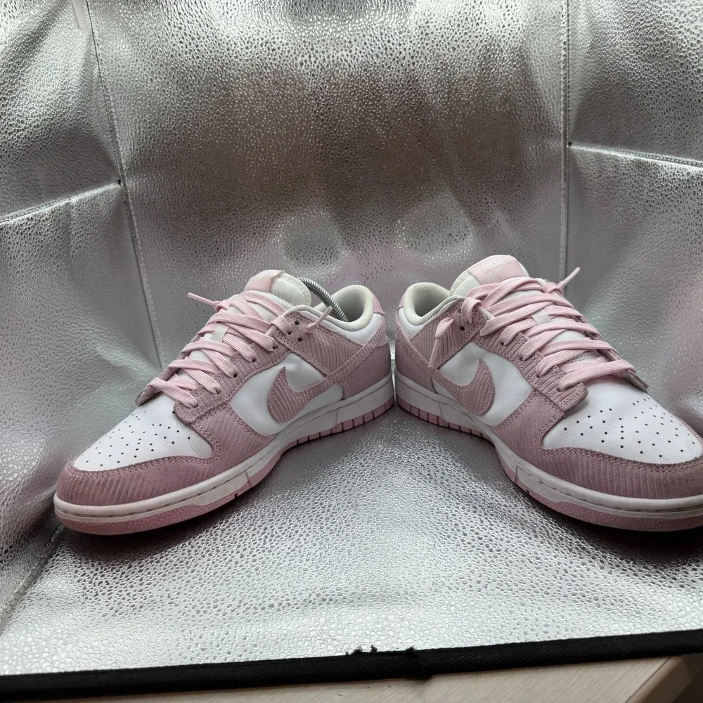 Size 10 Nike Dunk Low Pink Corduroy White/Pink Women Sneakers FN7167-100